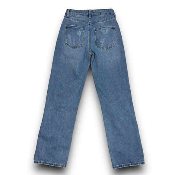 Rue 21 Womens Relaxed Baggy Mid Rise Waist Jeans Distressed Medium Wash Size 2 - Picture 5 of 8